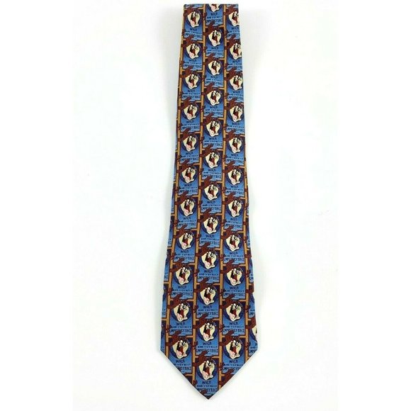 Looney Tunes Men's Novelty Necktie: Taz. "Wild & Unpredictable". Blue / Brn VGC - Picture 2 of 4